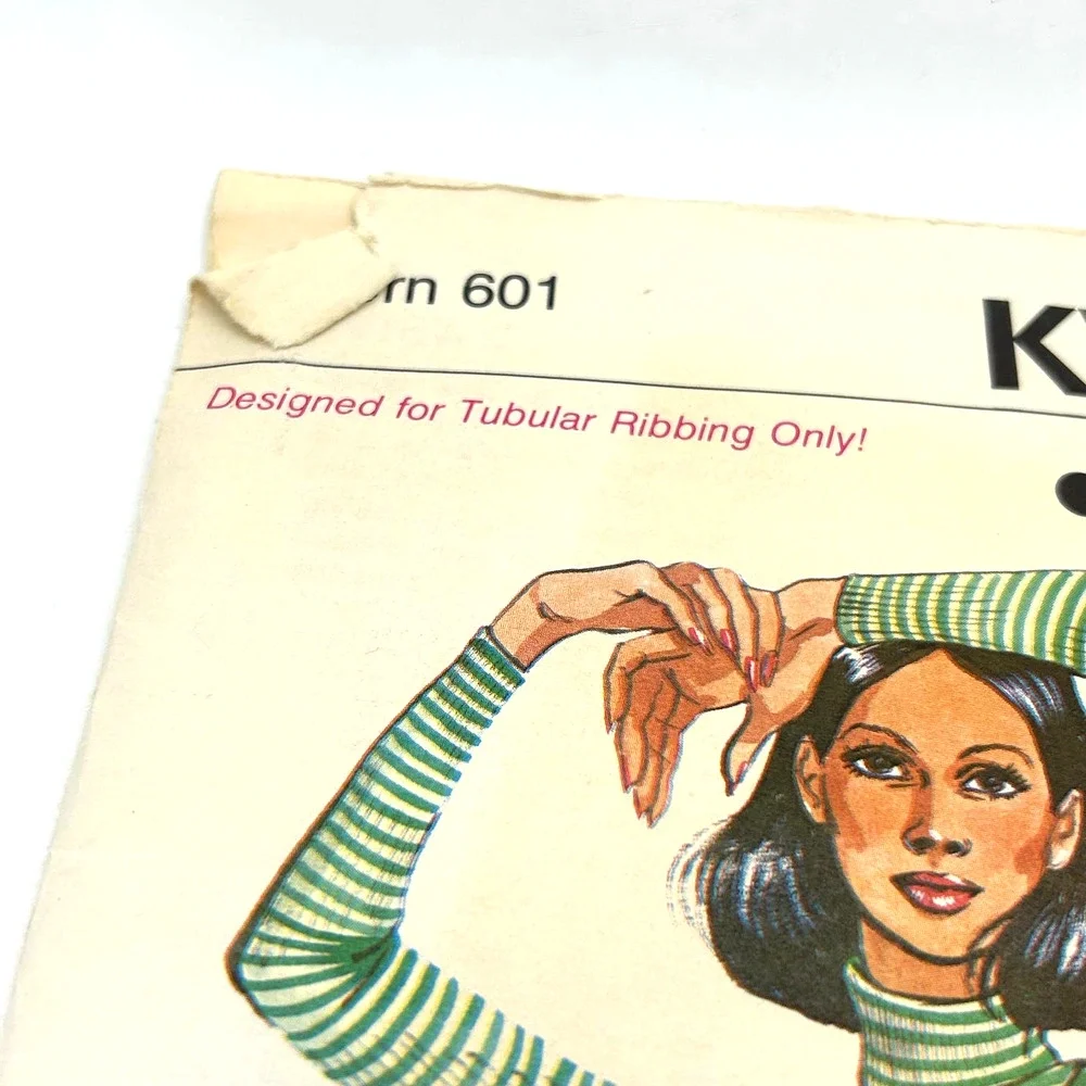 Kwik Sew Vintage‎ Retro 1970's Pattern #601 Ribbing Tops 3 Styles Size 6-18